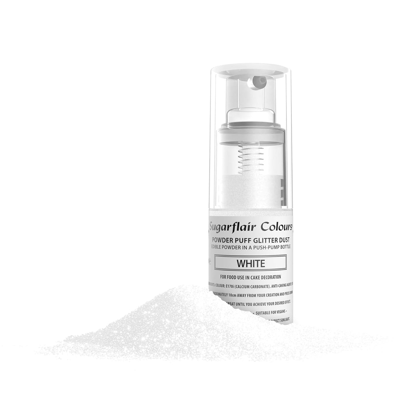 Sugarflair White Pump Powder Spray - Dekorowanie ciast Barwnik spożywczy, spray bez aerozolu do ciast, babeczek i nie tylko - 10g