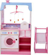 Mały świat Olivii Teamson Kids 18 Cal lalki dla dzieci drewniany domek dla lalek dwustronny przedszkole TD-11460W domy dla lalek Naty Shop
