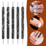 5 Stück Nail Design Narzędzia do kropkowania Nagelkunst Werkzeug Nagelpunkt Pinsel Punktierung Stift Marbleizing Werkzeug Für Nagelack Maniküre, Schwarz