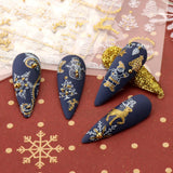 JMEOWIO Nagelsticker Weihnachten 9 Blatt Nail Art Naklejka Selbstklebend Nagelaufkleber Schneeflocke Schneemann Festival Weißes Gold Dekoration Nageldesign Zubehör