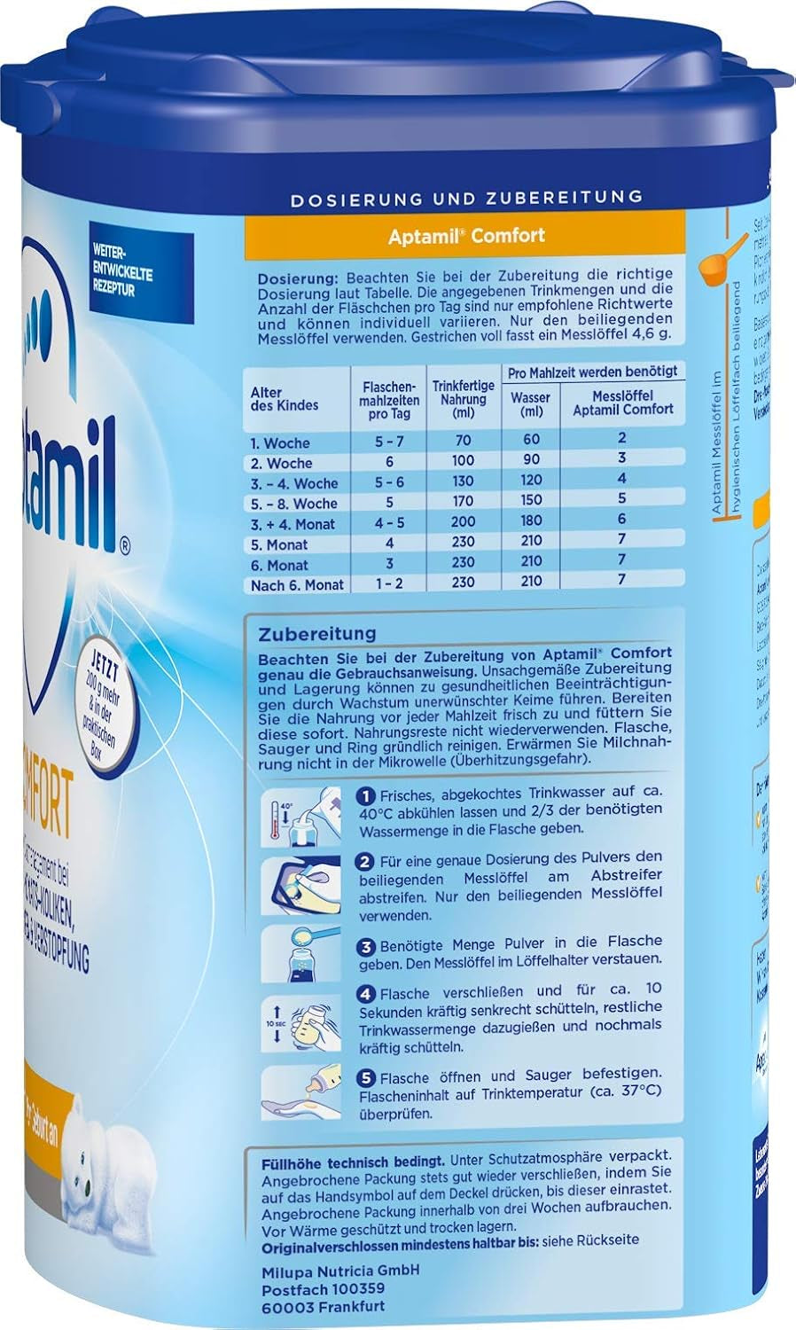 Aptamil Comfort – Specjalny pokarm od urodzenia na kolki, wzdęcia i zaparcia, 800 gram Naty Shop
