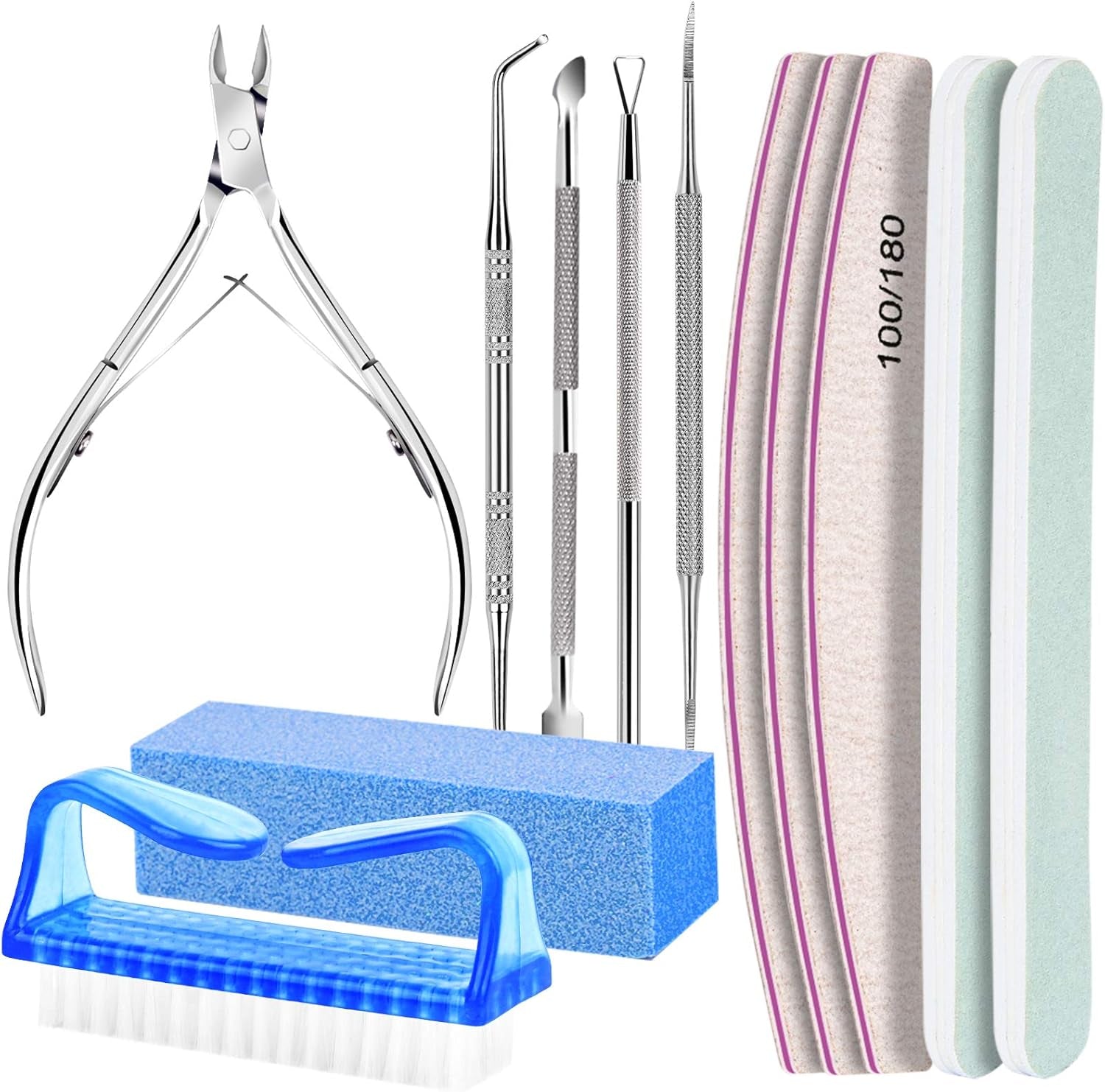 Zestaw do manicure FANDAMEI, Buffer Für Nägel, Nagelfeile 100/180, Nagelfeilen Für Gelnägel, Nagelhautschieber, Buffer Für Gelnägel, Feilen Für Gelnägel, Nagelzange, Zestaw Nagelfeilen, Zestaw do manicure i pedicure