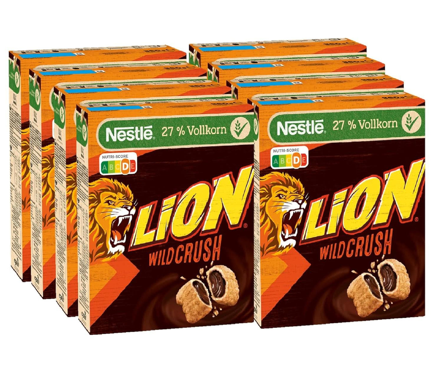 LION Wildcrush płatki śniadaniowe, czekolada i karmel Płatki śniadaniowe, opakowanie 8 x 360 gramów Naty Shop Default Title