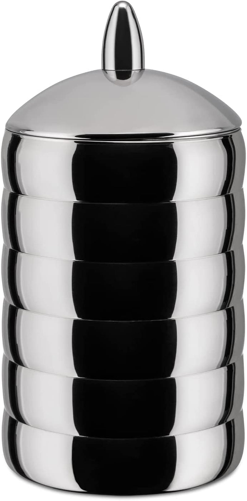 Alessi Kalistò 2 CB02 - Słoik kuchenny ze stali nierdzewnej 18/10 z aluminiową gałką, 114 cl, srebrny Pudełka do przechowywania żywności Naty Shop Kalisto 2