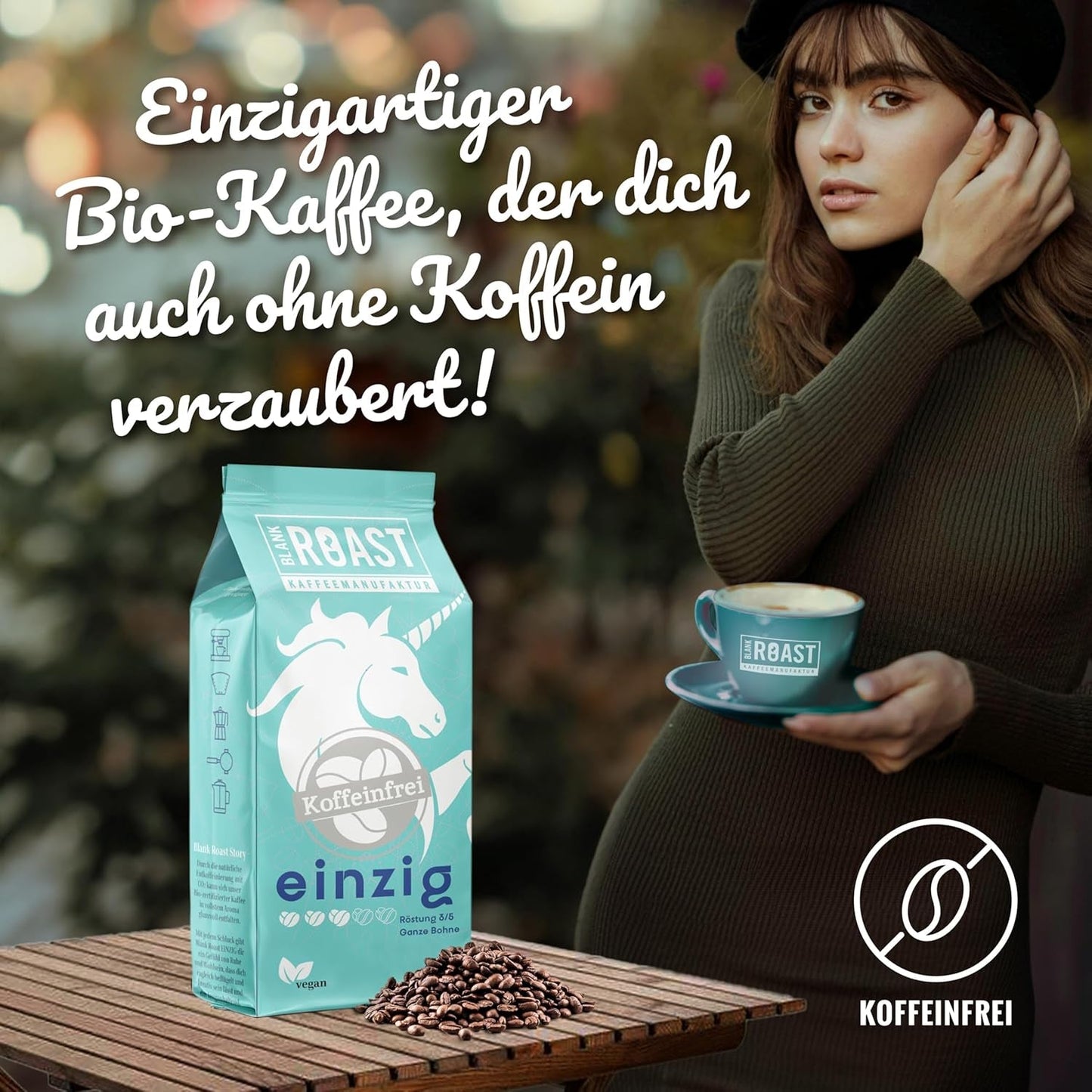 Blank Roast - EINZIG - 1kg - Kaffeebohnen kafeinfrei - 100% Arabica aus Peru - schonend & umweltfreundlich entkoffeiniert - säurearm mit voller Crema - idealny für jede Zubereitungsart
