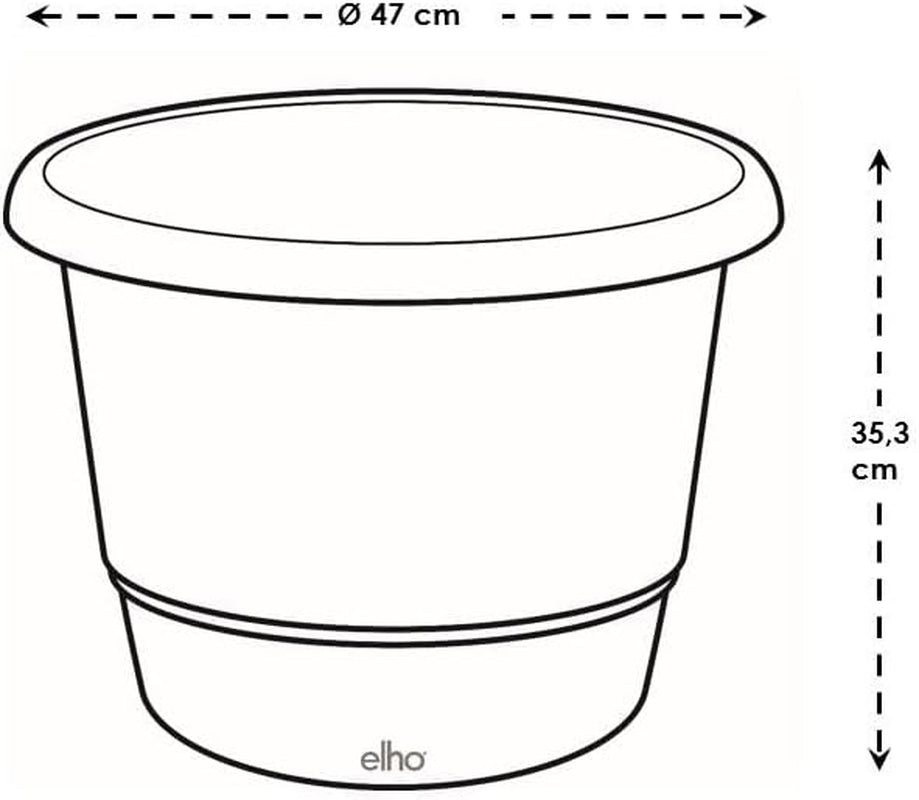 elho Amiga Round 47 - Doniczki do wnętrz i na zewnątrz - 100% plastiku pochodzącego z recyklingu - Ø 47,0 x wys. 35,3 cm - Beżowy/Beżowy Grzyb
