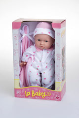 JC Toys La Baby Kaukaski zestaw lalek dla niemowląt - 28 cm miękka, zmywalna lalka, odpinany różowy strój z kapeluszem, kocykiem i smoczkiem, dla lalek od 12 miesięcy Naty Shop