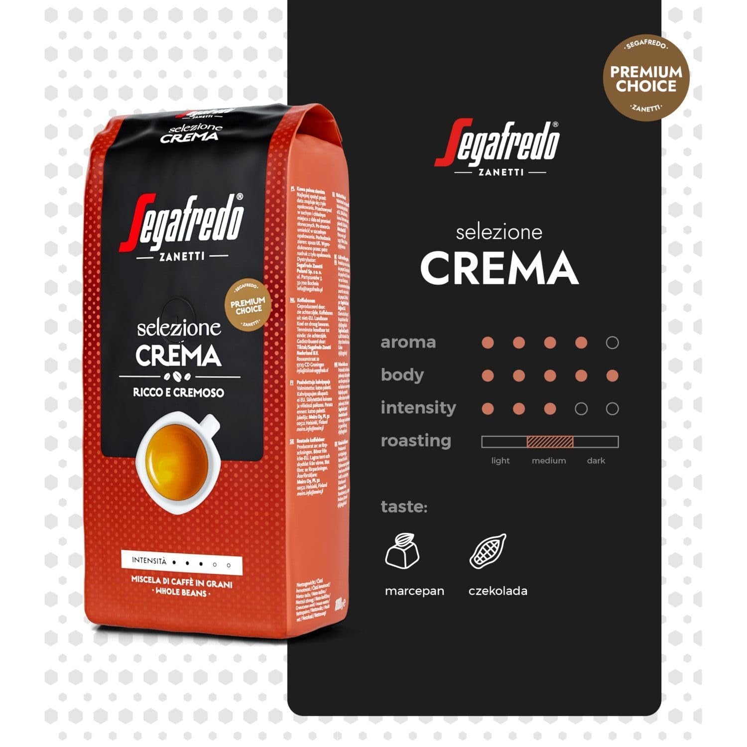 Segafredo Zanetti Selezione Fasola kremowa, opakowanie 6 sztuk (1 x 1 kg)