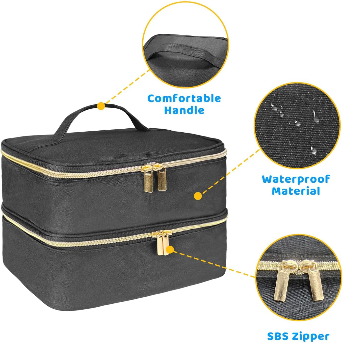 Organizer na lakier do paznokci Tasche, Doppelschicht Pudełko do przechowywania lakieru do paznokci, Organizer Koffer Für Nageldesign Kosmetiktasche Für 30 Flaschen Neonail Base (15Ml-0,5 Fl.Oz) i 1 lampa do paznokci (Schwarz)