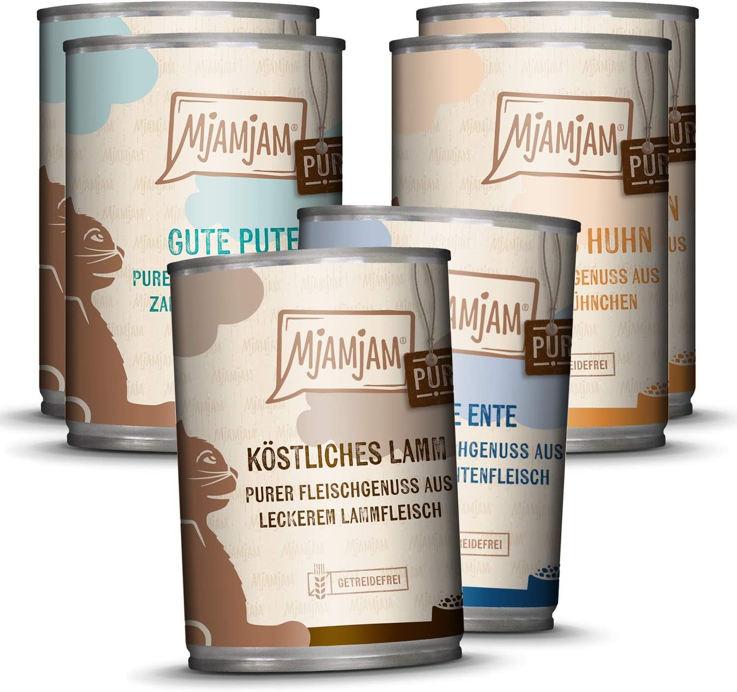 MjAMjAM - Mokra karma premium dla kotów - Pack Mix V - Pure Meat Delight 6 opakowań (6 x 400g) bez zbóż z dodatkowym mięsem