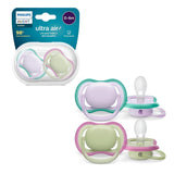 Smoczki Philips AVENT ultra air - Lekkie i oddychające smoczki dla dzieci w wieku 0-6 miesięcy, niezawierające BPA, z etui do przenoszenia jako sterylizator, 2 sztuki, model SCF085/24