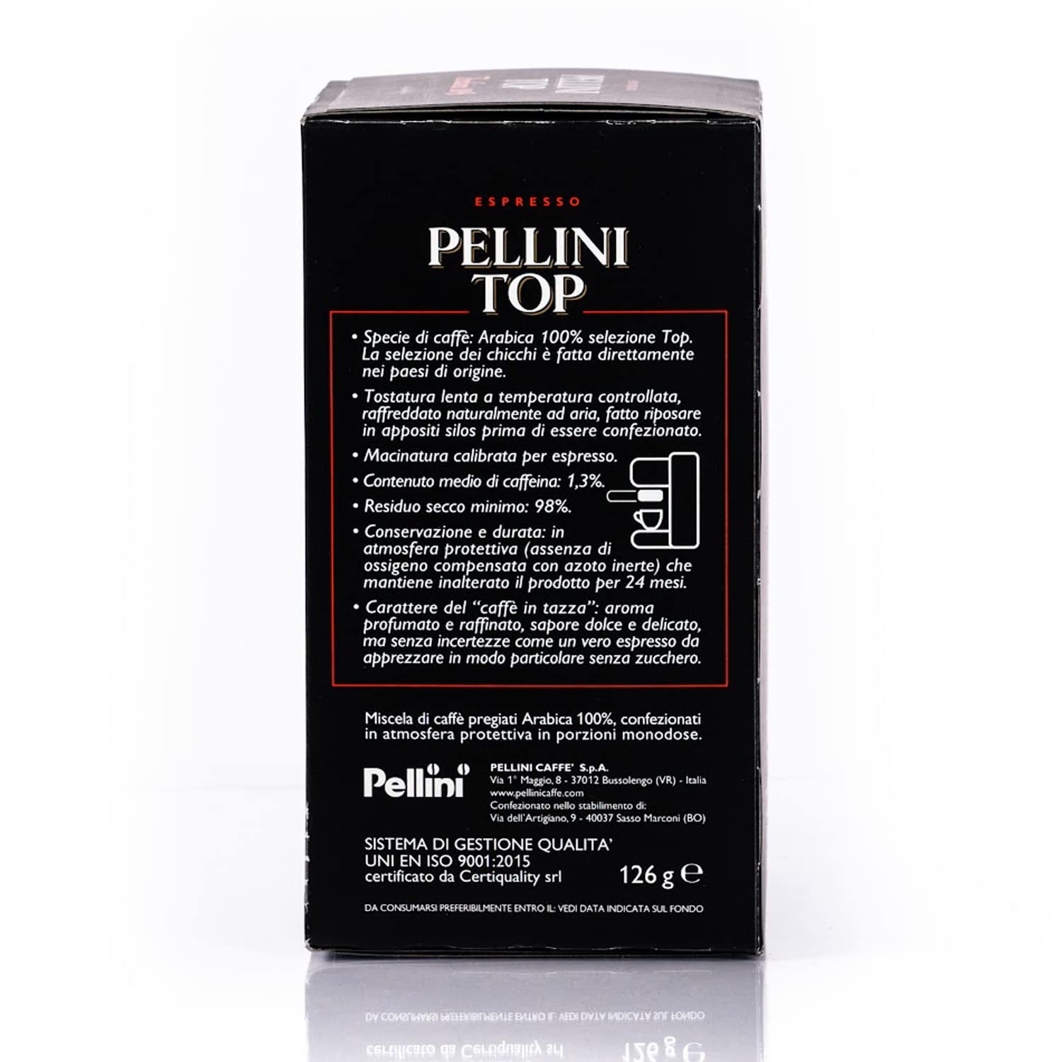 Pellini Caffè, Espresso Pellini Top 100% Arabica - 6 opakowań z 18 saszetkami (6x126 g, łącznie 108 saszetek)