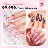 Zestaw pudrów Saviland Chrome do paznokci - Różowy laserowy puder do paznokci Chrome Efekt lustrzany Laserowe zdobienie paznokci, Manicure z brokatem Dekoracyjny puder z gąbeczkami, Puder brokatowy do paznokci Salon paznokci