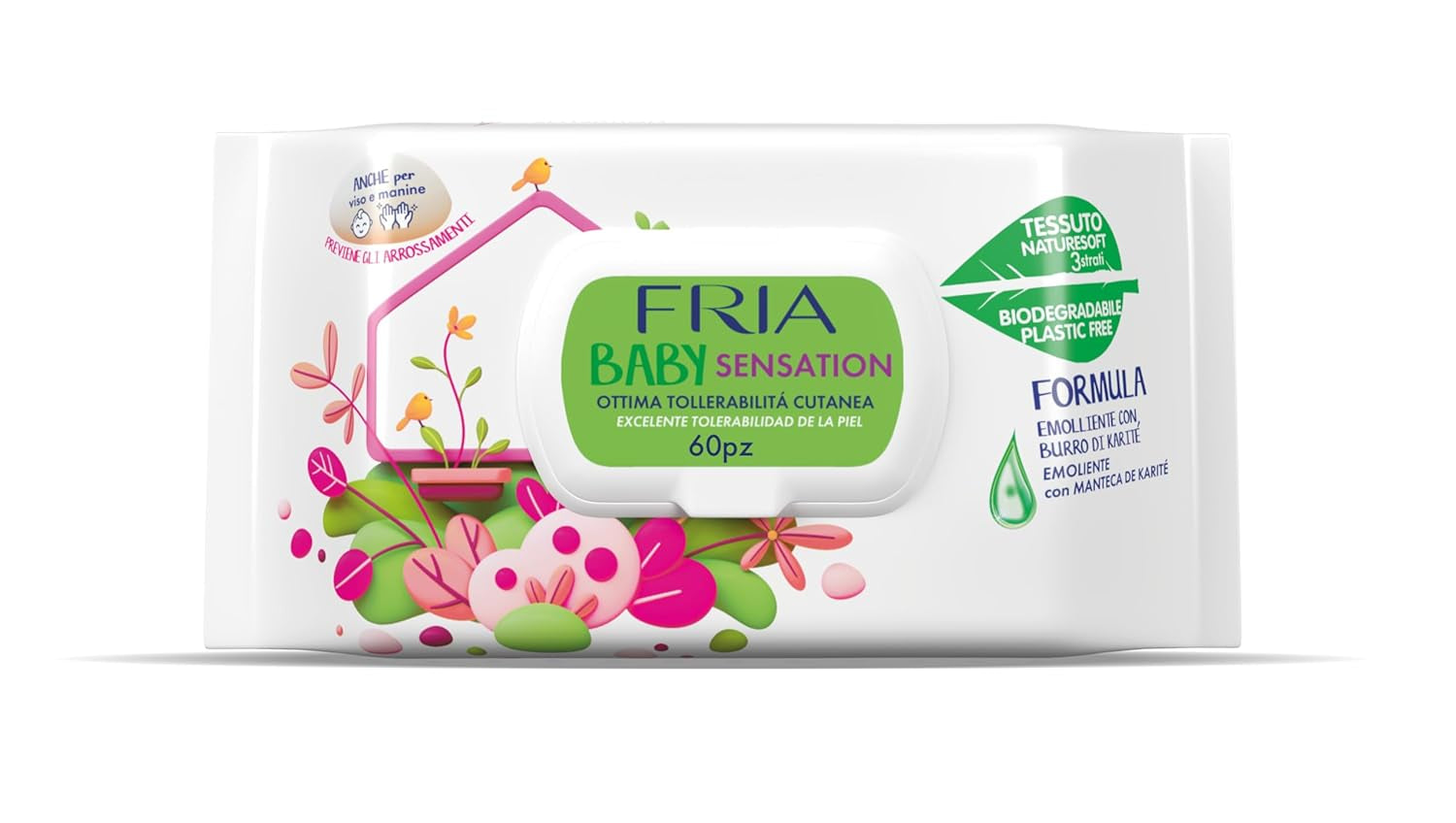 Pieluchy Baby Sensation z masłem shea, łagodzące skórę, testowane dermatologicznie, 60 sztuk