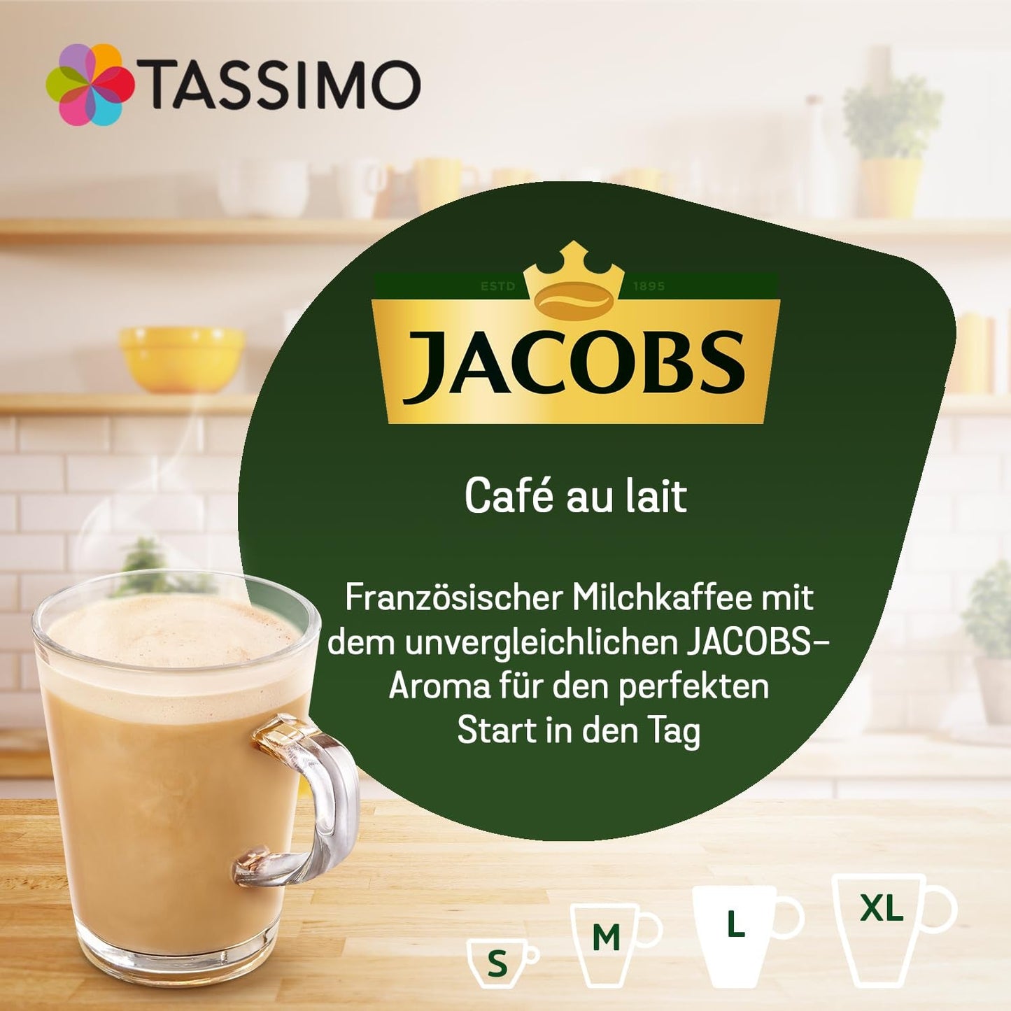 Tassimo Kapseln Jacobs Café au Lait, 5 x 16 bloków, 80 Kaffeekapseln