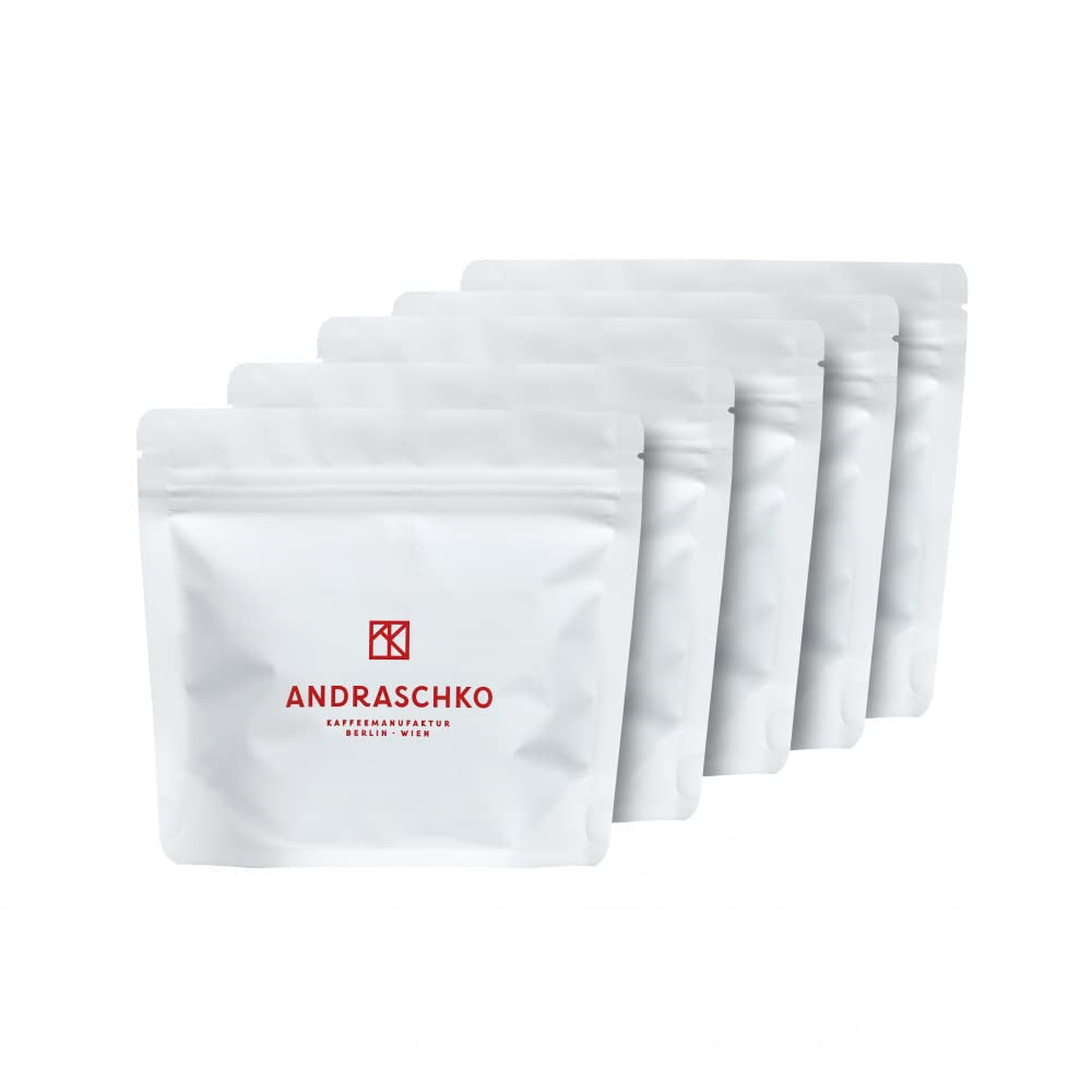 Zestaw degustacyjny do espresso - 5 rodzajów po 100 g każdy - Organiczne i 100% Arabika - Pojedyncze pochodzenie i mieszanka - Idealny do kolb i ekspresów do kawy