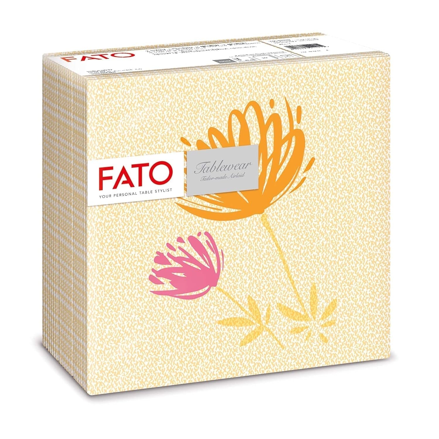 Fato - Serwetki papierowe suche, airlaid, efekt tekstylny, opakowanie 50 serwetek, 40X40 złożone w formacie 4, Tropicana Decor
