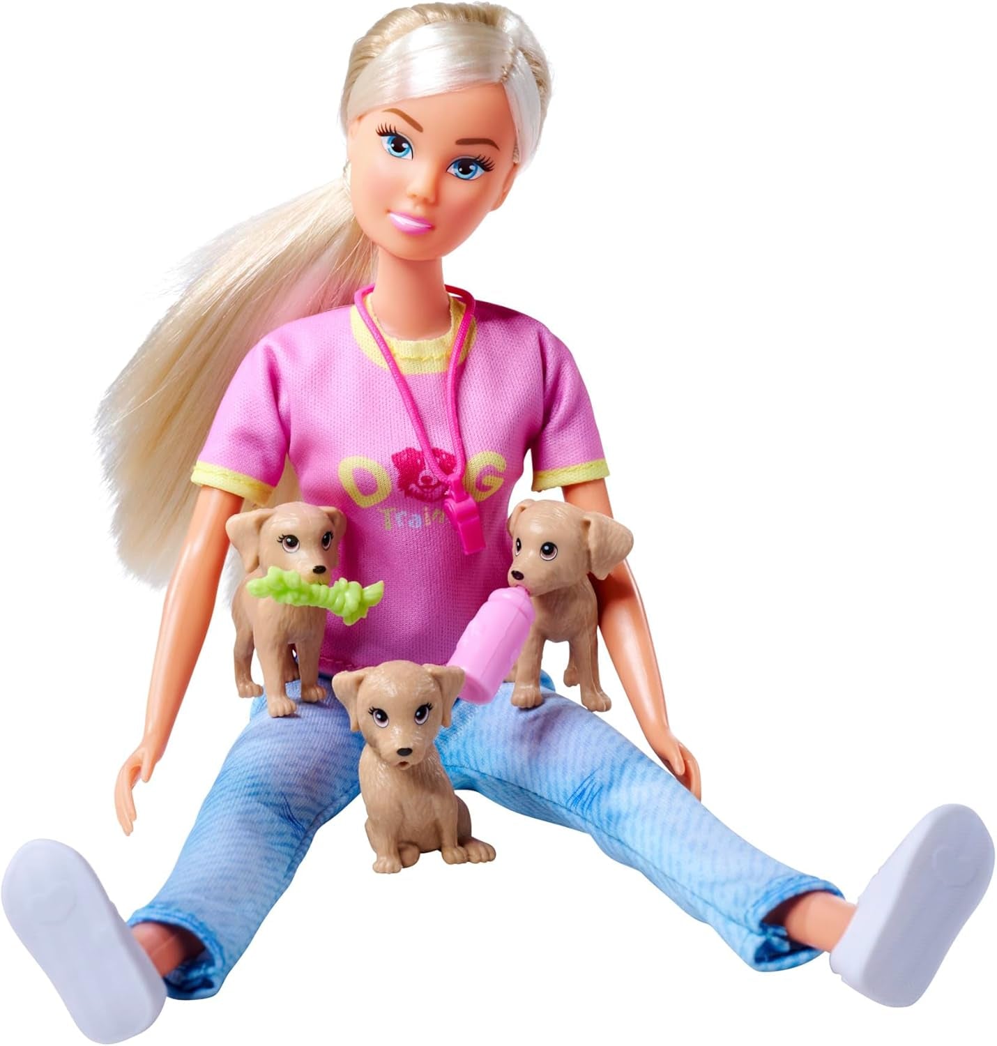 Simba Steffi Love Dog Trainer, zabawka lalka jako trener psów z kursem szkoleniowym, 3 psy i akcesoria, 29 cm, od 3 lat