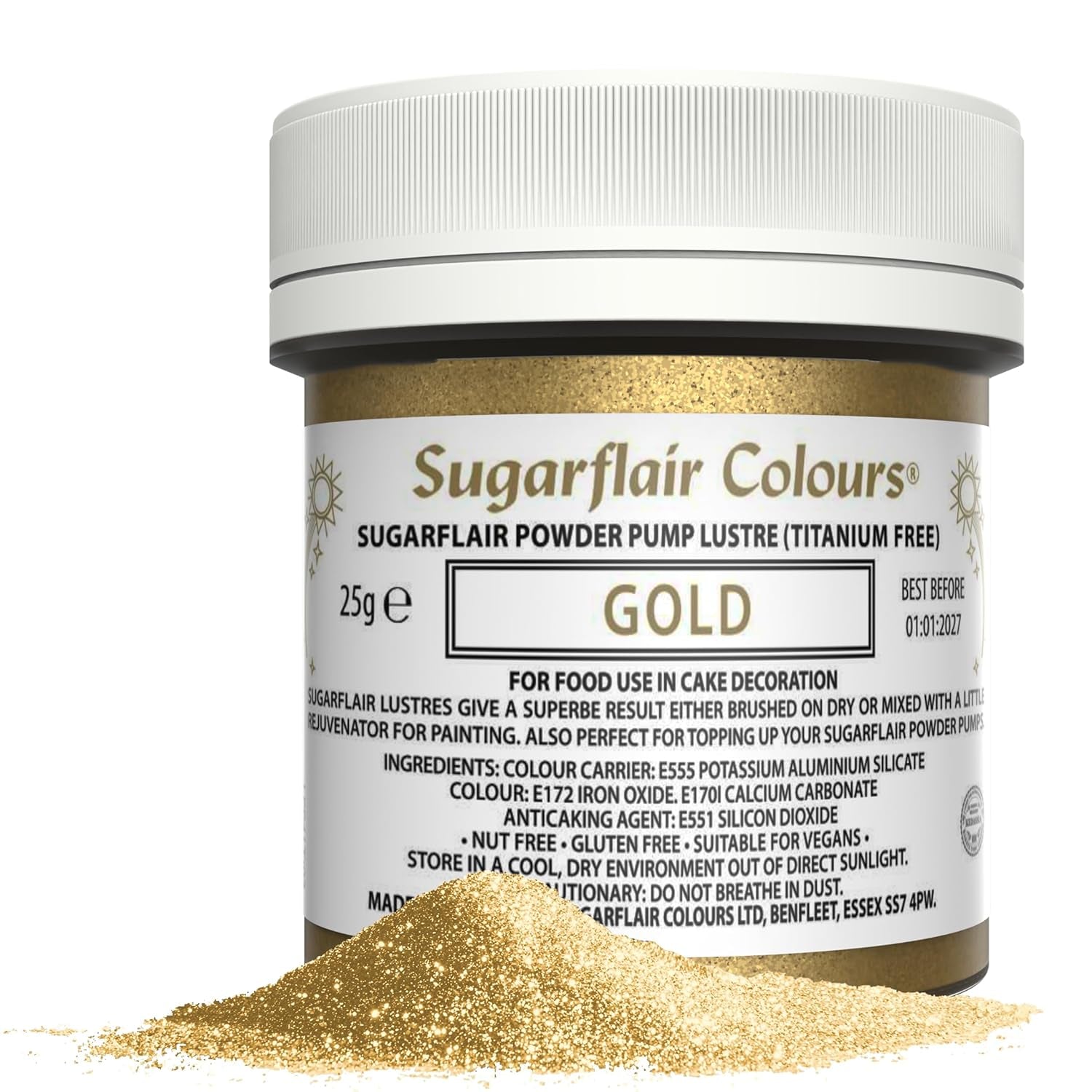 Sugarflair Pump Refill Gold - Zestaw uzupełniający barwnika spożywczego w sprayu z pompką - 25g