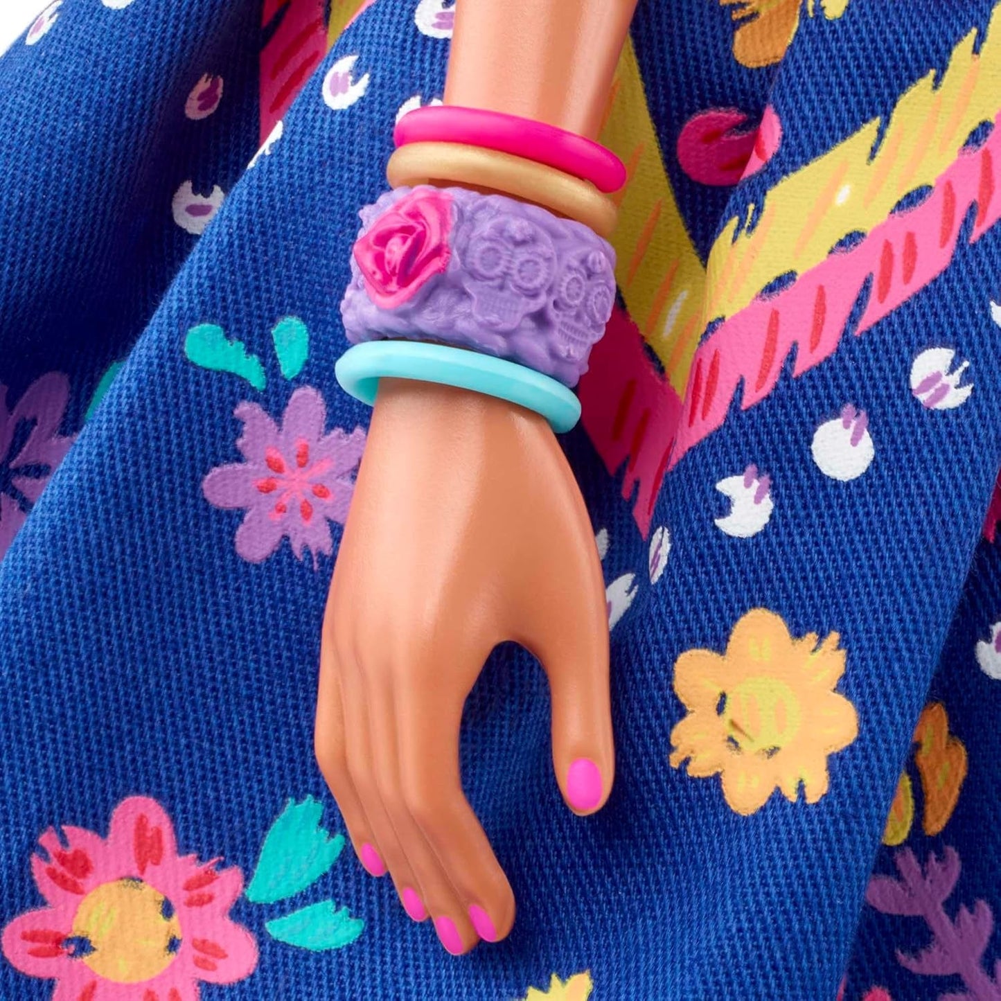 2022 Día De Muertos Lalka Barbie z marszczoną tradycyjną sukienką, wieńcem kwiatowym i farbą do twarzy Calavera, prezent dla kolekcjonerów