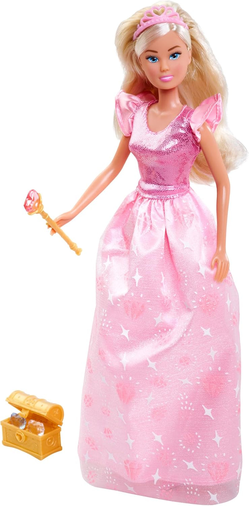 Simba Steffi Love Princess Diamentowa lalka Princess Play z magiczną skrzynią skarbów, berłem i diamentami, 29 cm, 3 lata i więcej