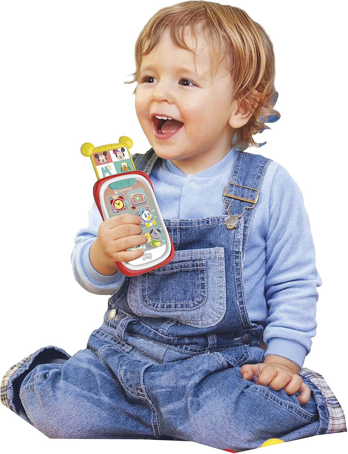 Clementoni 17711 Disney Baby Baby Mickey Smartphone, Dziecięcy telefon komórkowy z efektami świetlnymi i dźwiękowymi, Interaktywna zabawka dla dzieci 9-36 miesięcy, M, Wielokolorowe Bebe Toys Naty Shop