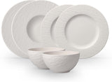 Villeroy & Boch - Manufacture Rock Blanc Geschirrset 6 teilig weiß, Spülmaschinenfest, Mikrowellensicher, Geschirr Modern, Zestaw startowy, Speiseteller, Pastateller, Müslischalen, Premium Porzellan