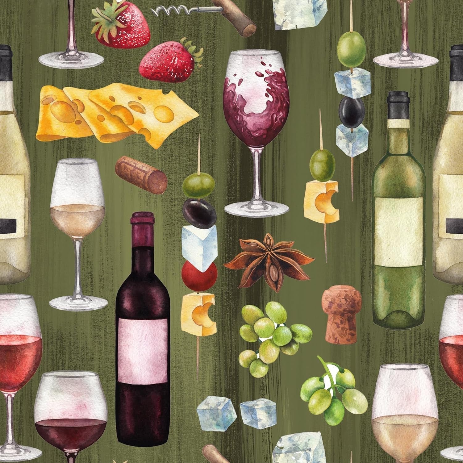 Serwetki obiadowe Tiflair Cheese & Wine, 3 warstwy, 20 sztuk, Fromage, Vino, Wine Night, Do decoupage, 33 x 33 cm