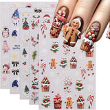 JMEOWIO Nagelsticker Weihnachten 6 Blatt Nail Art Naklejka Selbstklebend Nagelaufkleber Schneeflocke Winterurlaub Niedlich Dekoration Nageldesign Zubehör