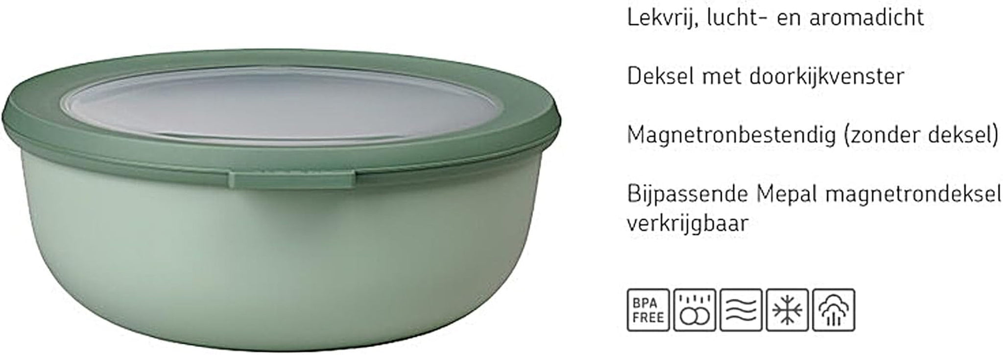 Mepal - Multi miska Cirqula Round, 4-częściowy zestaw - Słoiki do przechowywania z pokrywką - Nadaje się jako pojemnik do przechowywania, lodówka, zamrażarka i kuchenka mikrofalowa - 500, 1000, 2000 i 3000 ml - Szałwia nordycka Pudełka do przechowywania żywności Naty Shop