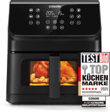 COSORI Frytkownica na gorące powietrze Airfryer, frytownica 12 w 1 XXL 6,2 l, frytkownica na gorące powietrze z okienkiem i przypomnieniem o zamieszaniu, 80 przepisów AGD Naty Shop Black 6,2 l Clear Blaze