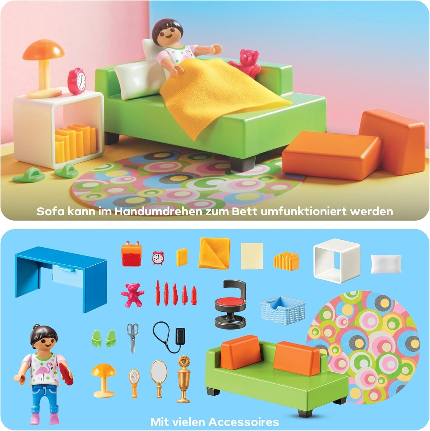 PLAYMOBIL Dollhouse 70209 Pokój młodzieżowy z figurką dziewczynki i akcesoriami, od 4 lat