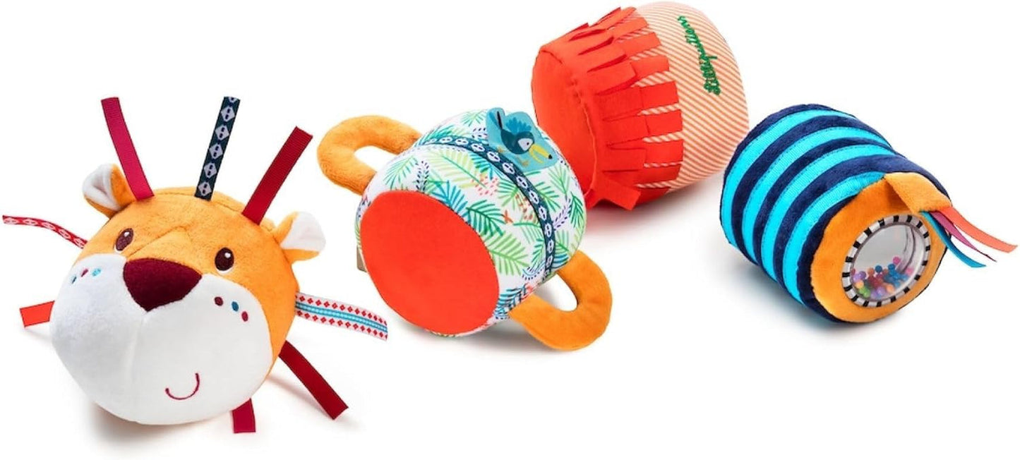 Lilliputiens - Rolka dźwiękowa Jack Velcro - Kolorowa zabawka aktywna dla dzieci z różnymi dźwiękami i wyjmowanymi grzechotkami - Promuje słuch i zdolności motoryczne - Od 6 miesiąca życia - 83064 Baby Toys Naty Shop