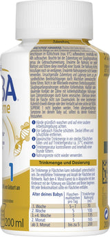 BEBA Nestlé BEBA SUPREME 1 Mleko dla niemowląt: gotowe do spożycia butelki z kwasami Omega 3, opakowanie 4 szt. (1 x 200 ml)