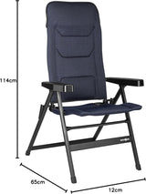 BRUNNER Rebel PRO (S-M-L) Krzesło składane na kemping, do ogrodu, na patio Wykonane z aluminium, regulowane w 5 pozycjach, nośność do 150 kg, wysokie oparcie, czarne lub niebieskie Poduszki podróżne Naty Shop