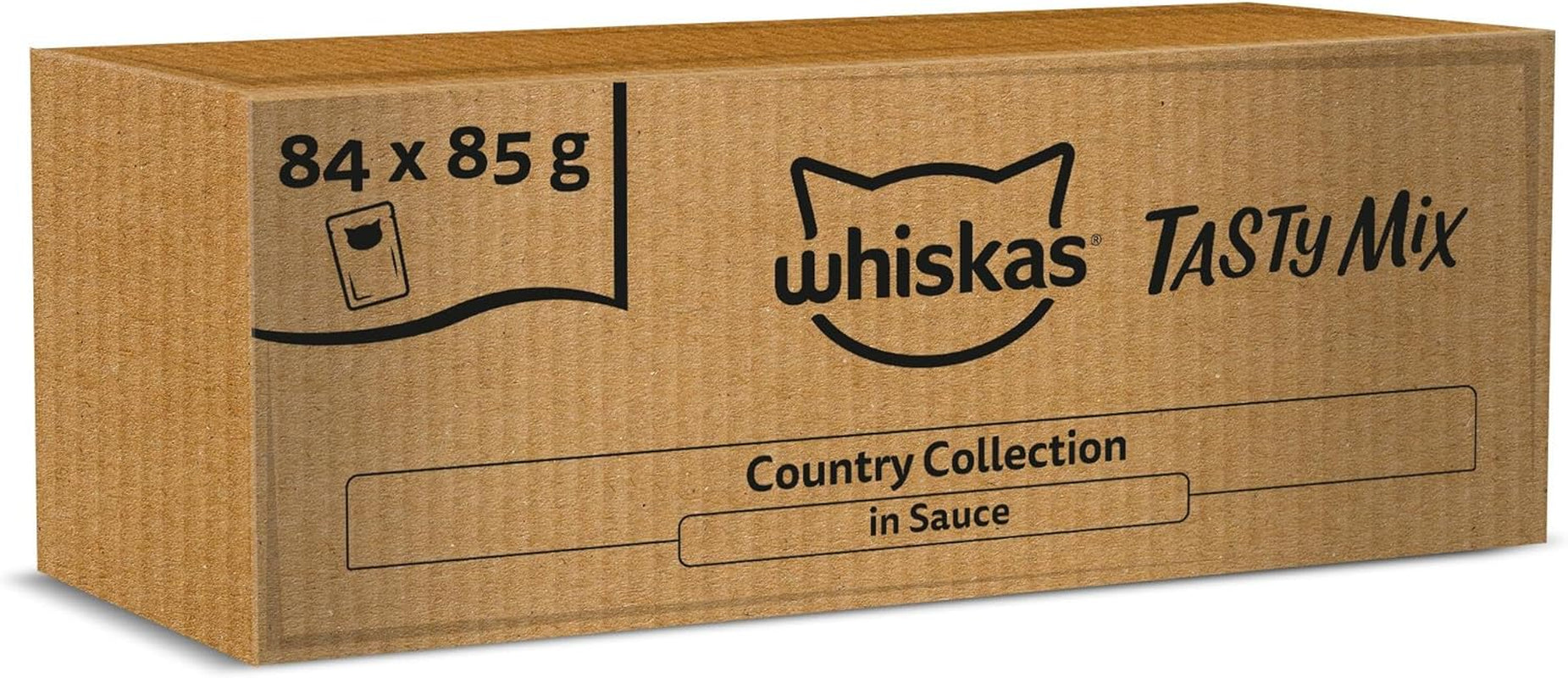 Whiskas Karma mokra dla dorosłych 1+ Tasty Mix Country Collection w sosie, 84 saszetki, 84 x 85 g (1 opakowanie zbiorcze) - Wysokiej jakości mokra karma dla dorosłych kotów