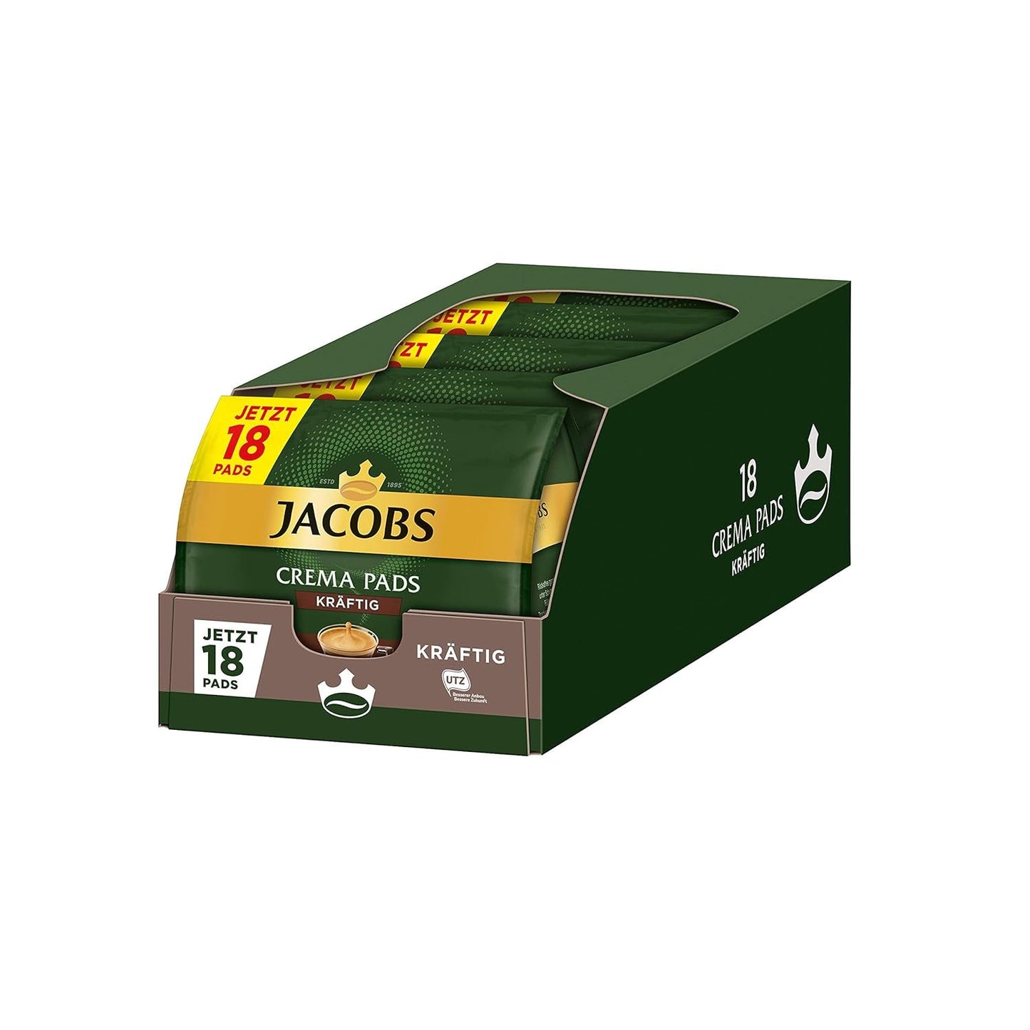 Kräftig Cream Pads, 90 kompatybilnych z Senseo Kaffeepads UTZ-zertifiziert, 5er Pack, 5 x 18 Getränke & Cream Pads, 90 kompatybilnych z Senseo Kaffeepads UTZ-zertifiziert, 5er Pack, 5 x 18 Getränke