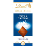 Lindt EXCELLENCE Ekstra kremowa czekolada mleczna | Batonik 100g | Wyśmienita, mleczna czekolada premium o kremowym, mlecznym smaku | Intensywny i trwały aromat | Czekoladowy prezent