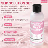 Roztwór do prostowania Polygel, zestaw do paznokci Polygel Slip Solution, roztwór do prostowania 75 ml, zawiera 5 klipsów na końcówki paznokci, 3 szczoteczki do paznokci, 1 kryształowy kubek, 100 arkuszy czyszczących