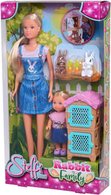 Simba Steffi Love Rabbit Family 12cm 29cm Klatka dla królików Zagraj w lalkę i lalkę z dwoma królikami, wiek 3+