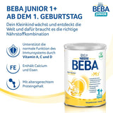 BEBA Junior 1+ napój mleczny od 1. roku życia, z HMO, zawartość białka dostosowana do wieku, tylko laktoza, bez oleju palmowego, bez oleju rybnego, pokarm dla małych dzieci, mleko w proszku dla dzieci, opakowanie 3 szt. (3 x 800 g)