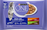 Purina One - Spezialfutter w sosie Rind/Huhn/Ente und Turkeyhn für Katzen mit Appetit, 340 g