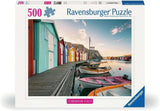Ravensburger Puzzle 12000847, skandynawskie miejsca - Boathouses in Smøgen, Szwecja - 500 elementów puzzle dla dorosłych i dzieci w wieku 12+ Puzzle Naty Shop Tytuł domyślny
