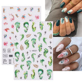 JMEOWIO Nagelsticker Marmor Französische Spitze 10 Blatt Nail Art Naklejka Selbstklebend Nagelaufkleber Bunt Dekoration Nageldesign Zubehör