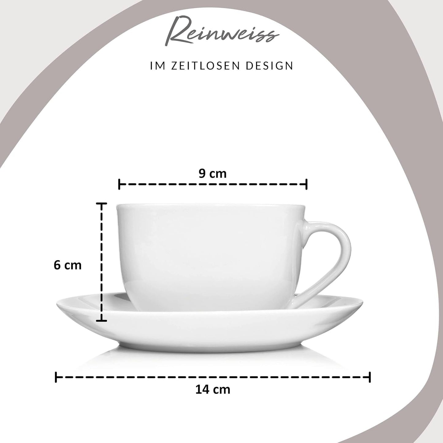 Zestaw filiżanek do kawy Sänger New Port, 12 filiżanek dla 6 osób, Białe porcelanowe filiżanki i spodki, 150 ml | KOLEKCJA PREMIUM