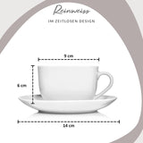 Zestaw filiżanek do kawy Sänger New Port, 12 filiżanek dla 6 osób, Białe porcelanowe filiżanki i spodki, 150 ml | KOLEKCJA PREMIUM