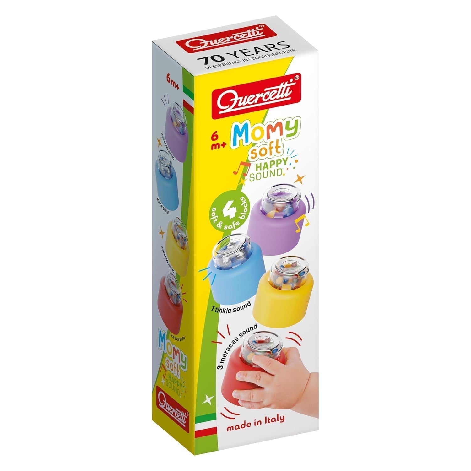 Quercetti - 4144 Momy Miękkie Happy Sound 4szt. Miękkie plastikowe zabawki dla małych dzieci Bebe Toys Naty Shop Domyślny tytuł