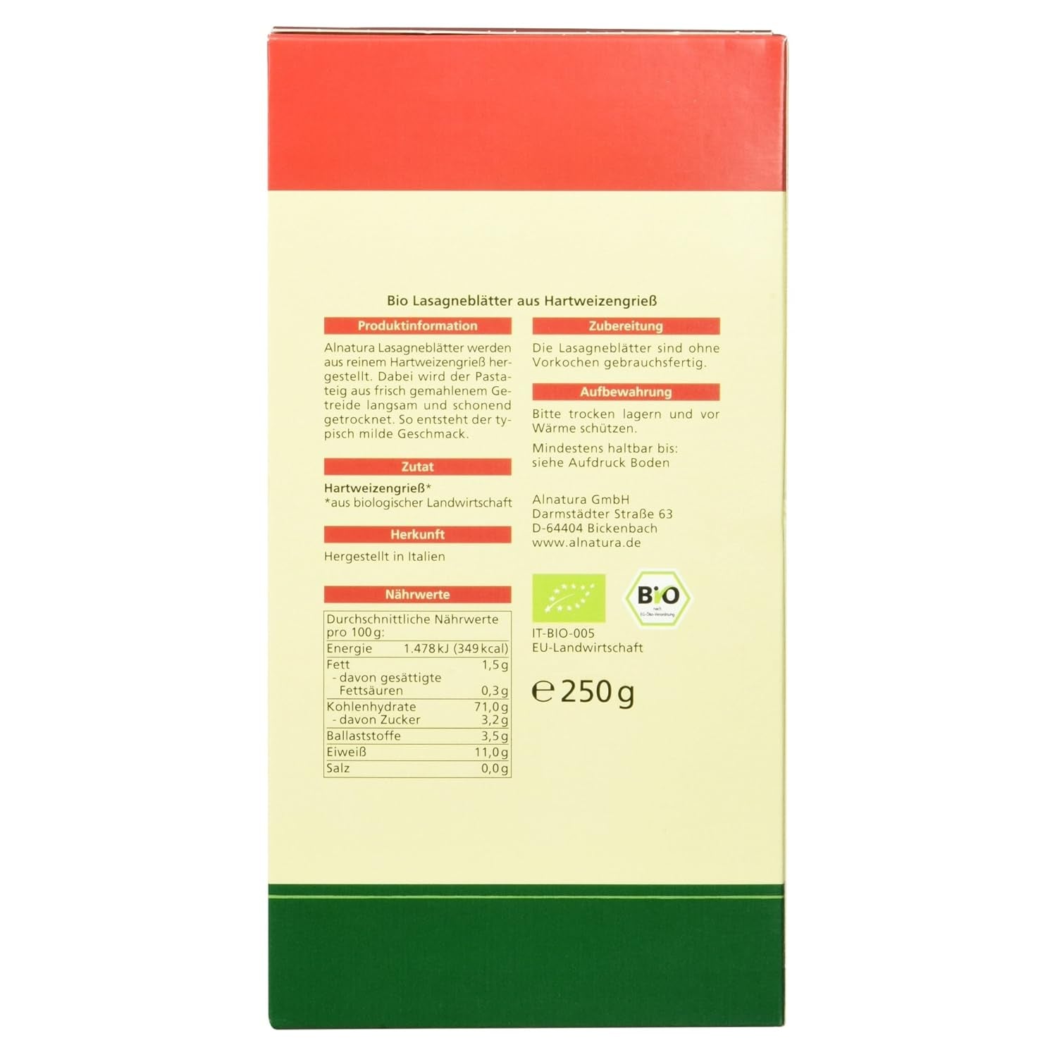 Ekologiczna lasagne, 250g