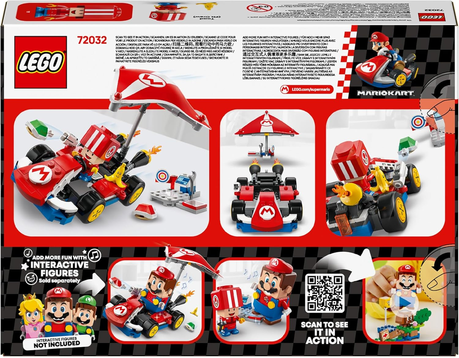 LEGO Super Mario: Mario Kart — standardowy gokart, kolekcja Nintendo, prezent dla dzieci, pozwala chłopcom, dziewczętom i graczom od 7 lat na niezależną zabawę, zabawka przygodowa z figurką ropuchy 72032 Zestawy do budowania Besuche den LEGO-Store