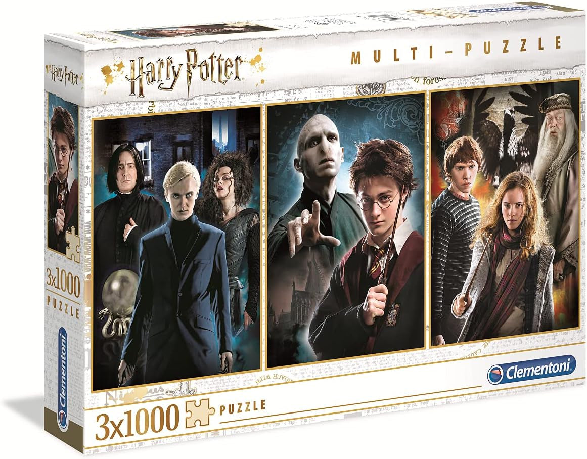 Clementoni 61884 Harry Potter - 3 x 1000 elementów puzzli od 9 lat, kolorowe puzzle dla dorosłych w odważnych kolorach, gra zręcznościowa dla całej rodziny, świetny pomysł na prezent Puzzle Naty Shop Domyślny tytuł